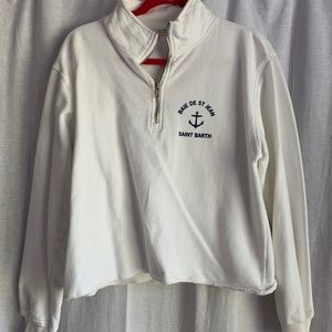 white cropped quarter zip